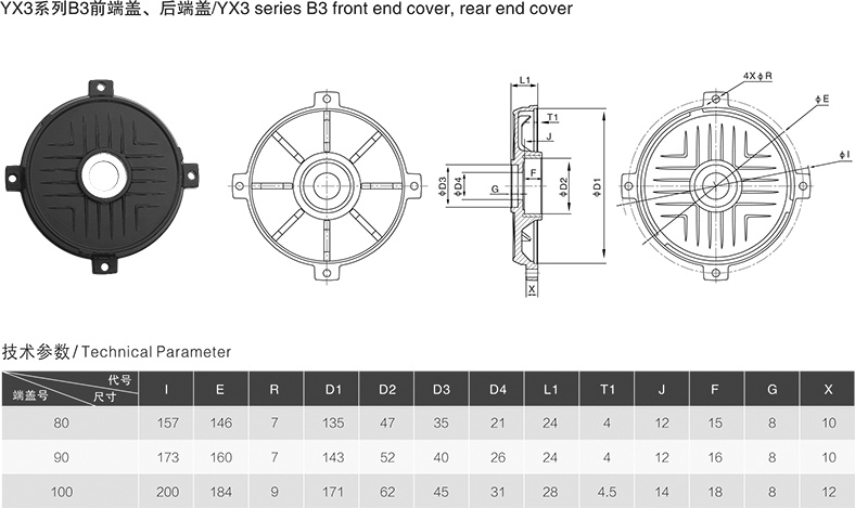 YX3系列B3前端盖、后端盖