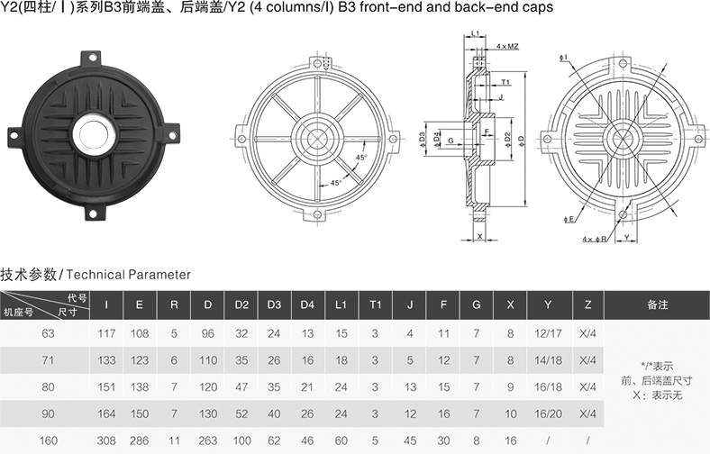 Y2四柱系列B3前端盖、后端盖